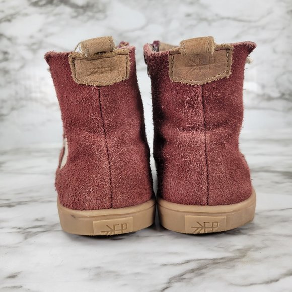 Freshly Picked Burgundy Suede Chelsea Boot Zipper High Top Sneaker - Picture 3 of 5